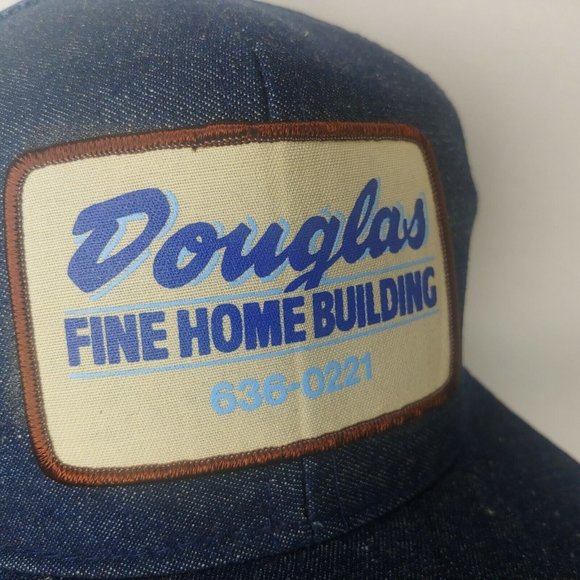 Vintage Douglas Home Building WV Denim Snap Back Mesh Trucker Cap EUC Patch Hat - Picture 5 of 10